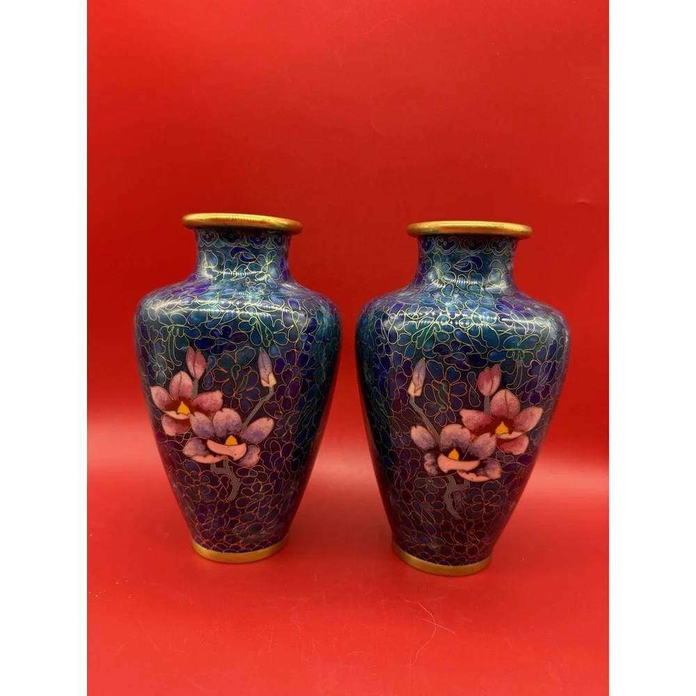Pair of Vintage Chinese Cloisonné Vases 8